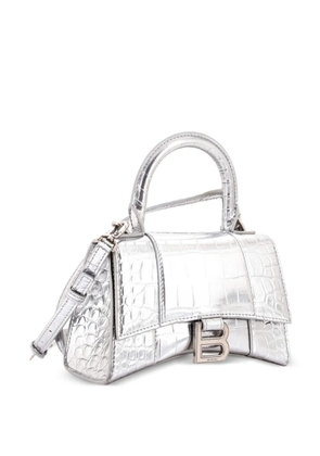 Balenciaga Pre-Owned Hourglass Top Handle Bag Crocodile Embossed Leather XS satchel - Silver