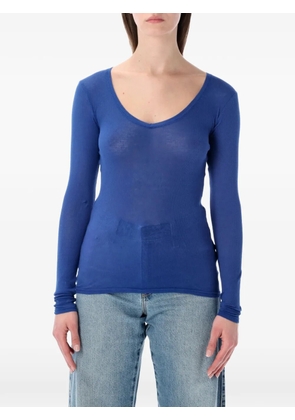 American Vintage Massachusetts V-neck long-sleeve T-shirt - Blue