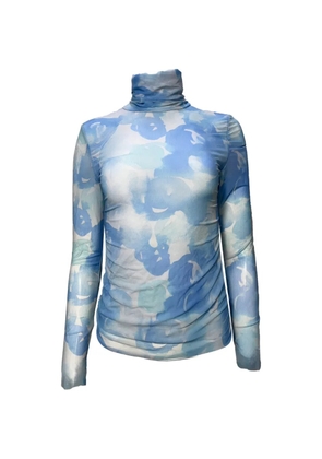 GANNI printed turtleneck long-sleeve top - Blue