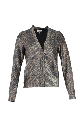 GANNI jersey animal-print cardigan - Grey