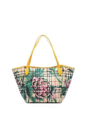 Burberry Pre-Owned 2000-2017 Small Haymarket Check Floral Print Coated Canvas Canterbury tote bag - Brown