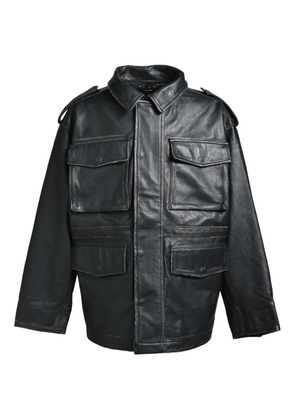 BREATH flap-pocket leather jacket - Black