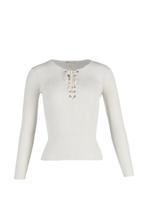 Maje ribbed lace-up T-shirt - White