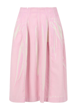 Marni stroke-print midi skirt - Pink