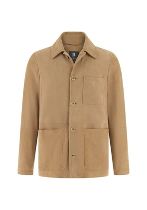 Boggi Milano shirt-collar leather jacket - Neutrals