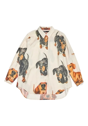 Bimba y Lola dog print collared top - Neutrals