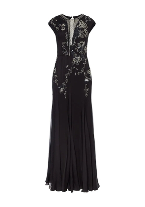 Temperley London Lilly bead-embellished floral gown - Black