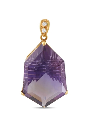 LB Exclusive 18K yellow-gold diamond and amethyst pendant