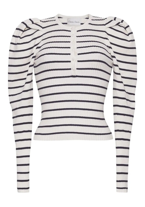 Cara Cara puff-sleeve striped top - White