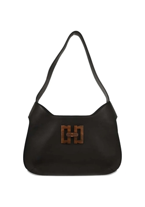 Ferragamo Pre-Owned 1990-2000s wooden-detail leather shoulder bag - Black