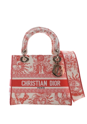 Christian Dior Pre-Owned 2024 Medium Embroidered Canvas Toile de Jouy Soleil Lady D Lite satchel