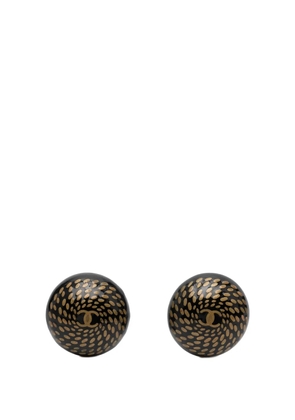 CHANEL Pre-Owned 1997 CC Resin and Gold Plated Button Clip On Earrings costume earrings - Black