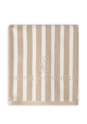 Brunello Cucinelli striped embroidered beach towel - Neutrals