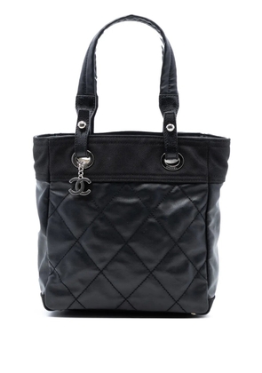 CHANEL Pre-Owned 2006-2008 Small Quilted Coated Canvas Paris Biarritz tote bag - Black