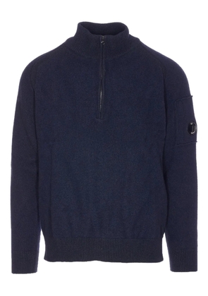 C.P. Company zip-neck logo-patch sweater - Blue