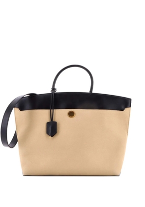 Burberry Pre-Owned Society Top Handle Bag Canvas with Leather Large satchel - Black