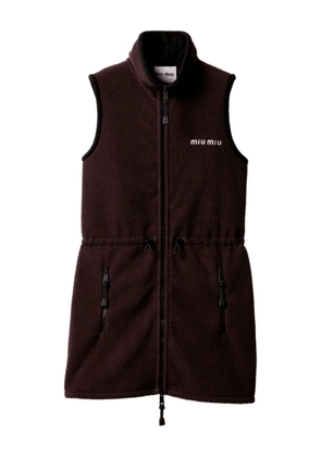 Miu Miu stand-collar fleece dress - Brown