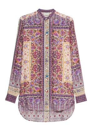 Pierre-Louis Mascia floral-print panelled shirt - Purple