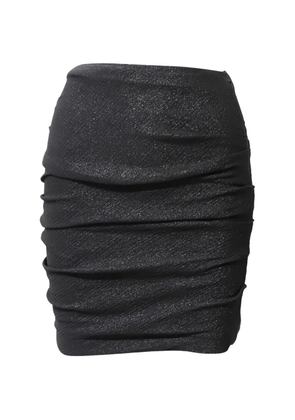 Maje Gathered glittery mini skirt - Black