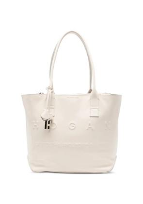Hogan Address embossed pendant tote bag - White