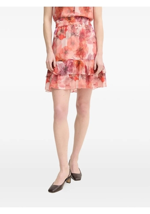 Marc Aurel ruffled floral-pattern mini skirt - Pink