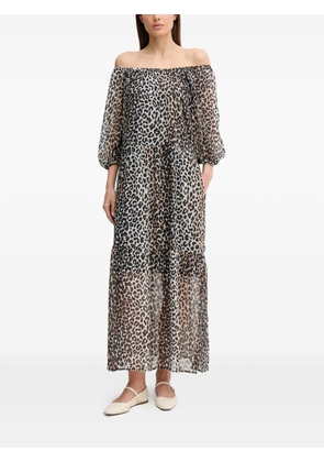 OUI off-shoulder animal-print maxi dress - Black