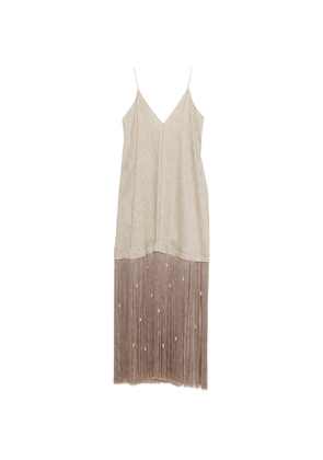 Alysi striped fringed maxi dress - Neutrals