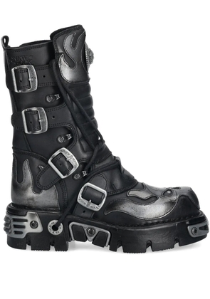 NEW ROCK leather buckled boots - Black