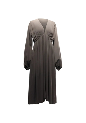 The Row Pre-Owned gathered-bust V-neck silk dress - Grey