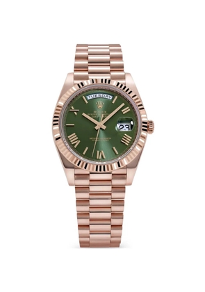 Rolex 2023 Day-Date rose gold olive dial 40mm watch - Green