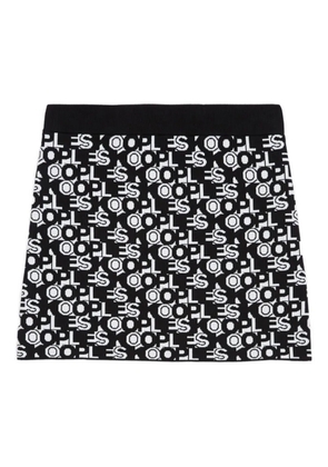 The Kooples logo-pattern knitted mini skirt - Black