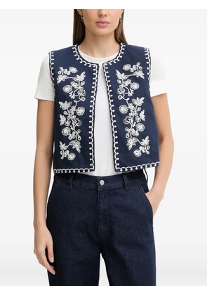 Hoss Intropia floral-embroidered waistcoat - Blue