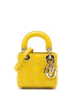 Christian Dior Pre-Owned 2021 Micro Lambskin Cannage Lady Dior satchel - Yellow