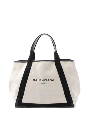 Balenciaga Pre-Owned 2000s logo-print leather-trimmed tote bag - White