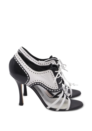 Manolo Blahnik lace-up leather sandals - Black