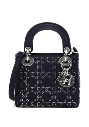 Christian Dior Pre-Owned Lady Dior Bag Crystal Embellished Cannage Quilt Satin Mini satchel - Blue