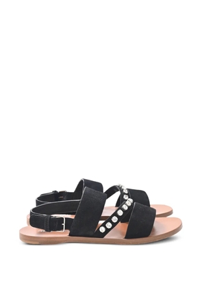 Miu Miu Pre-Owned crystal-embellished slingback flat sandals - Black