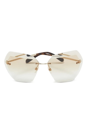 CHANEL Pre-Owned geometric-frame sunglasses - Neutrals