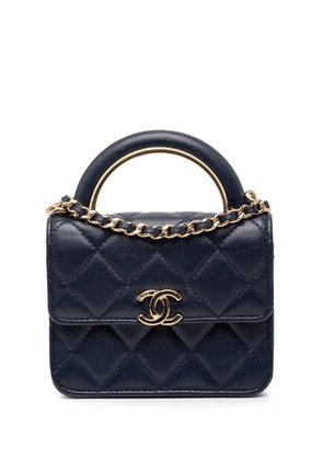 CHANEL Pre-Owned 2021-2025 Mini Lambskin Paris Le19M Charming Top Handle Flap satchel - Blue