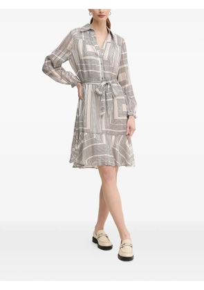 Marc Aurel geometric print belted dress - Neutrals