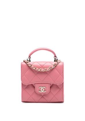 CHANEL Pre-Owned 2021-2025 CC Lambskin Top Handle Flap Coin Purse with Chain satchel - Pink