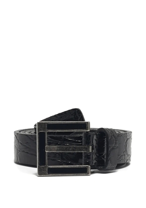 Saint Laurent Pre-Owned 2021 crocodile-embossed buckle belt - Black