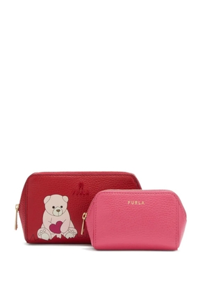 Furla Camelia printed zip make up bag (set of two) - Red