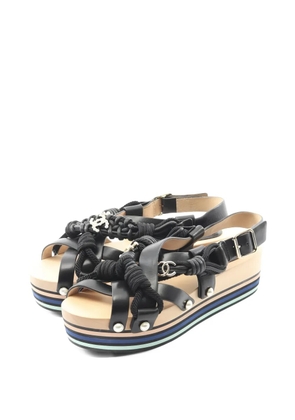 CHANEL Pre-Owned 1986-1988 Mark sandals - Black