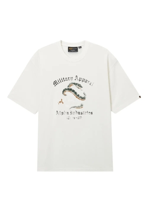 Alpha Industries snake-graphic cotton T-shirt - White