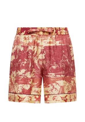 Pierre-Louis Mascia Aloe pastoral print elasticated shorts - Red