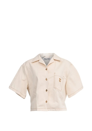 Miu Miu Pre-Owned logo-embroidered denim shirt - White