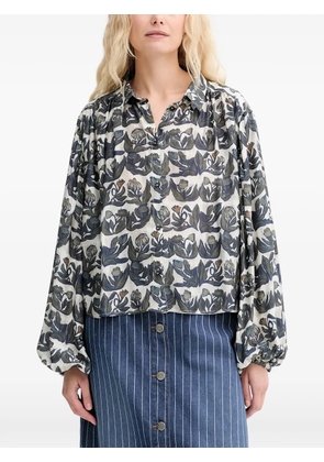 MUNTHE Lynx floral buttoned shirt - White