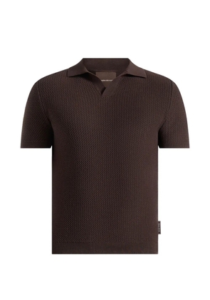 Manière De Voir Rowen textured knitted polo shirt - Brown