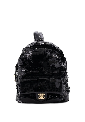 CHANEL Pre-Owned CC Front Pocket Sequins with Leather Mini backpack - Black